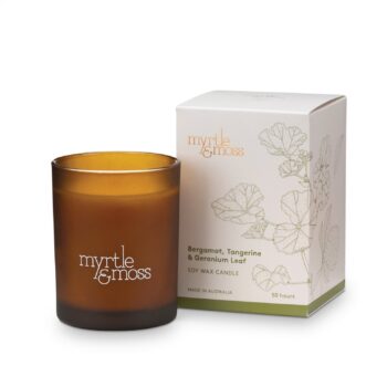 Myrtle & Moss Soy Candle: Bergamot, Tangerine & Geranium Leaf